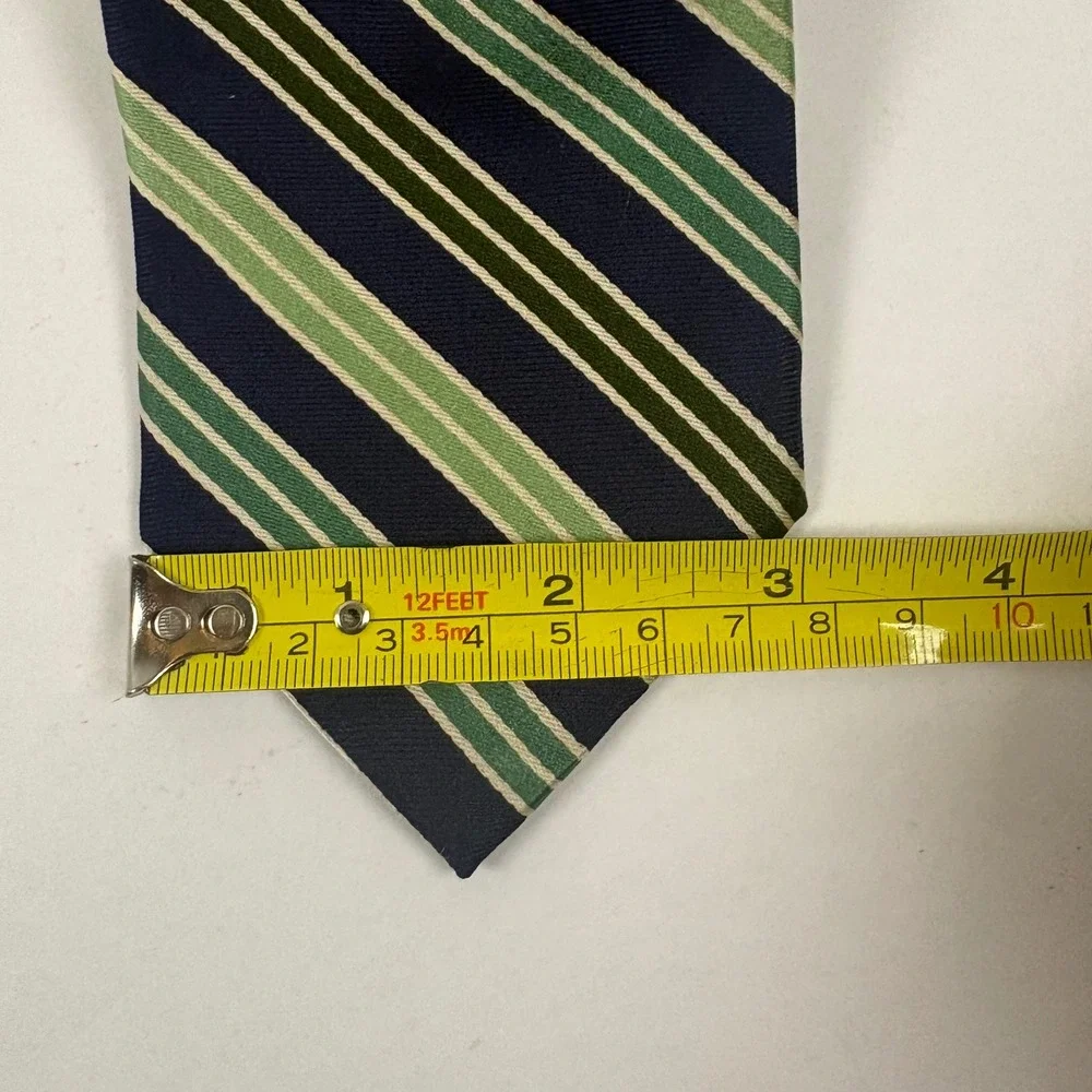 Paul Stuart Necktie Mens OS Blue Green Striped Silk Repp Japan Made Formal Tie